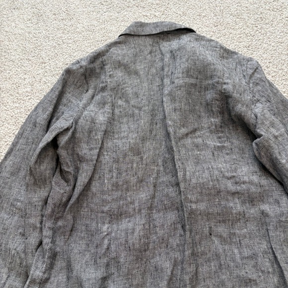 Saks Fifth Avenue Linen Blazer Womens S Gray Unstructured Lagenlook Open Casual - Picture 7 of 7